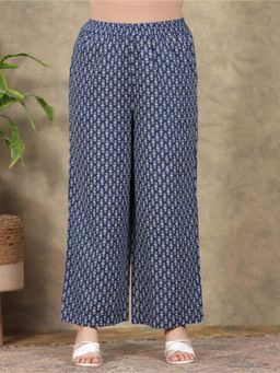 ARAMYA - Blue Kantha Cotton Butti Palazzo for Women