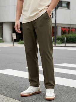 Nobero - Men's Khaki Stretch 4-Way Stretch Tapered Fit Chinos