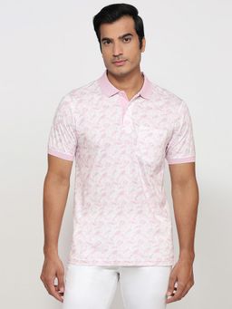 ColorPlus - Regular Fit Printed Light Pink Polo T-Shirt