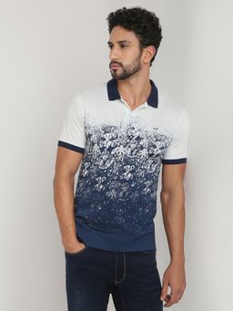 ColorPlus - Regular Fit Printed White Polo T-Shirt