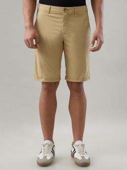 ColorPlus - Regular Fit Solid Medium Khaki Shorts