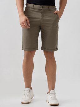 ColorPlus - Regular Fit Solid Dark Green Shorts