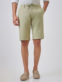 ColorPlus - Regular Fit Solid Medium Green Shorts