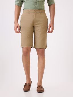 ColorPlus - Regular Fit Solid Medium Khaki Shorts