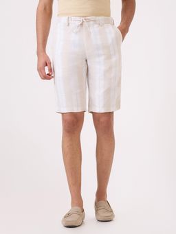 ColorPlus - Regular Fit Striped Medium Beige Shorts