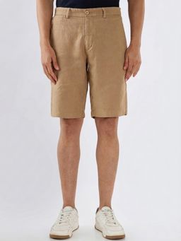 ColorPlus - Regular Fit Solid Medium Khaki Shorts