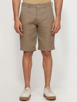 ColorPlus - Regular Fit Solid Medium Khaki Shorts