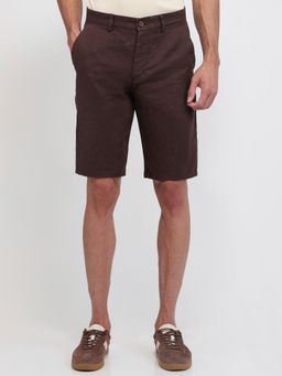 ColorPlus - Regular Fit Solid Dark Brown Shorts