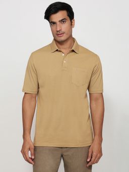 ColorPlus - Comfort Fit Solid Medium Khaki Polo T-Shirt