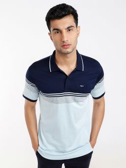 ColorPlus - Regular Fit Striped Light Blue Polo T-Shirt