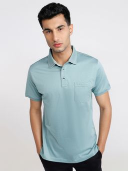 ColorPlus - Regular Fit Solid Blue Polo T-Shirt