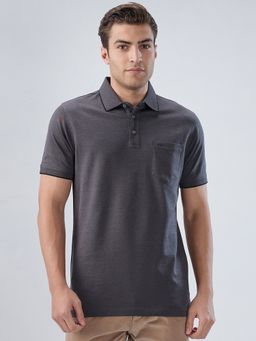 ColorPlus - Regular Fit Solid Black Polo T-Shirt