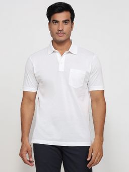 ColorPlus - Regular Fit Solid White Polo T-Shirt