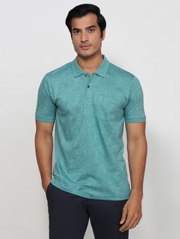 ColorPlus - Regular Printed Dark Blue Polo T-Shirt