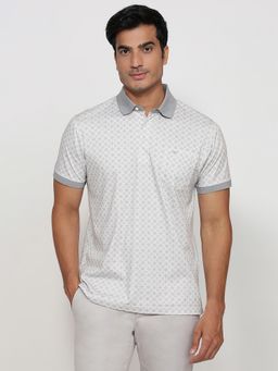 ColorPlus - Printed White Polo T-Shirt