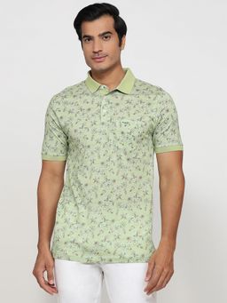 ColorPlus - Regular Fit Printed Medium Green Polo T-Shirt