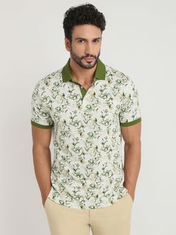 ColorPlus - Printed Medium Green Polo T-Shirt