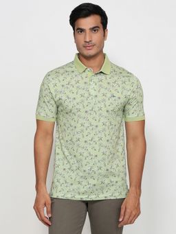 ColorPlus - Regular Fit Printed Green Polo T-Shirt