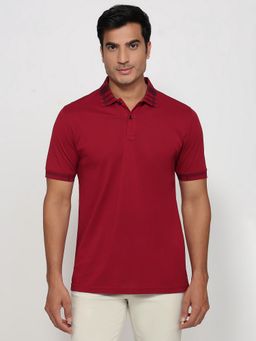 ColorPlus - Regular Fit Solid Dark Red Polo T-Shirt