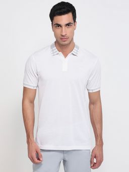 ColorPlus - Men Regular Fit Solid White Polo T-Shirt
