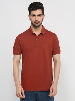 ColorPlus - Regular Fit Solid Dark Brown Polo T-Shirt