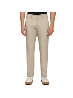 ColorPlus - Beige Mid Waist Cotton Blend Trouser