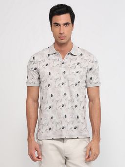 Park Avenue - Slim Fit Printed Grey Polo T-Shirt