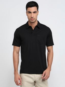 Park Avenue - Slim Fit Solid Black Polo T-Shirt