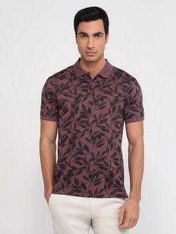 Park Avenue - Slim Fit Printed Dark Maroon Polo T-Shirt