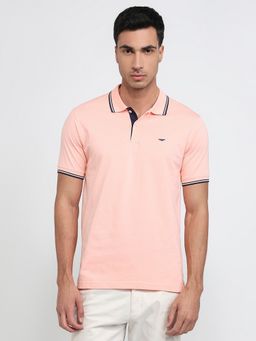 Park Avenue - Slim Fit Solid Medium Pink Polo T-Shirt