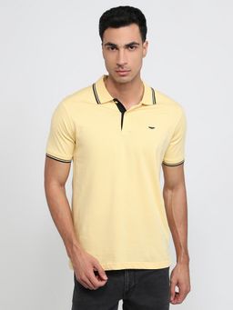 Park Avenue - Slim Fit Solid Medium Yellow Polo T-Shirt