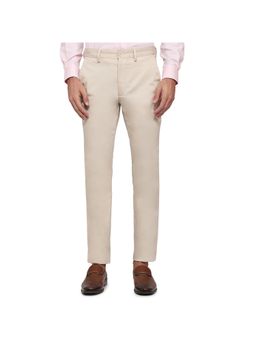 Park Avenue - Beige Mid Waist Cotton Blend Trouser