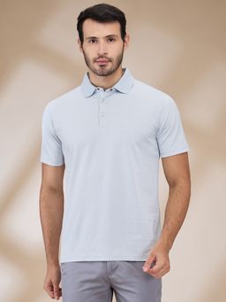 Park Avenue - Medium Grey Pure Cotton Slim Polo T-Shirt