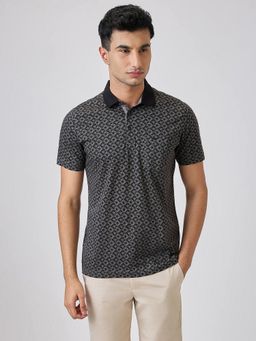 Park Avenue - Slim Fit Printed Black Polo T-Shirt