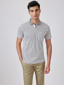 Park Avenue - Slim Fit Printed Medium Grey Polo T-Shirt