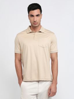 Park Avenue - Regular Fit Solid Medium Brown Polo T-Shirt