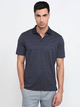 Park Avenue - Regular Fit Printed Dark Blue Polo T-Shirt