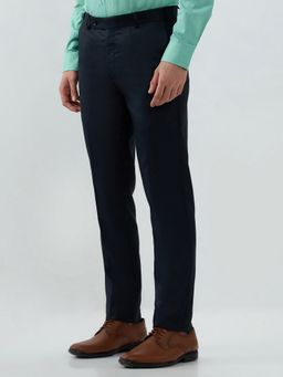 Park Avenue - Blue Mid Waist Polyester Blend Trouser