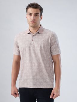 Park Avenue - Regular Fit Printed Brown Polo T-Shirt