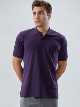 Park Avenue - Regular Fit Solid Dark Purple Polo T-Shirt