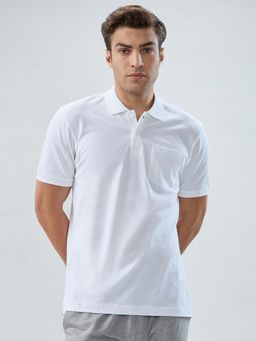 Park Avenue - Men's Regular Fit Solid White Polo T-Shirt