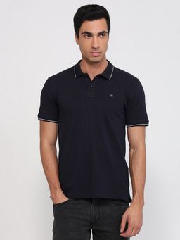 Raymond - Slim Fit Dark Blue Solid T-Shirt