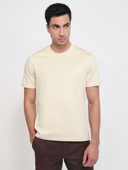 Raymond - Regular Fit Solid Light Brown T-Shirt