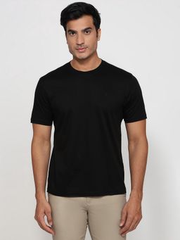 Raymond - Regular Fit Solid Black T-Shirt