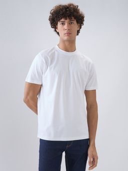 Raymond - Regular Fit Solid White T-Shirt