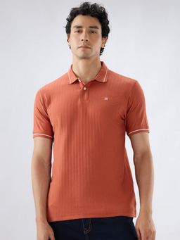 Raymond - Slim Fit Solid Dark Orange T-Shirt