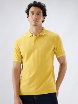Raymond - Slim Fit Solid Medium Yellow T-Shirt