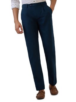Raymond - Blue Mid Waist Cotton Linen Trouser