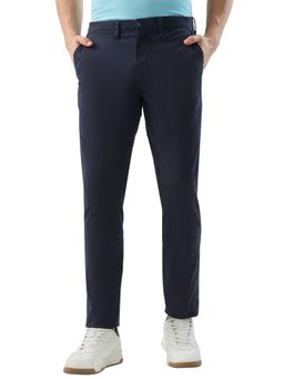 Raymond - Blue Mid Waist Cotton Blend Trouser