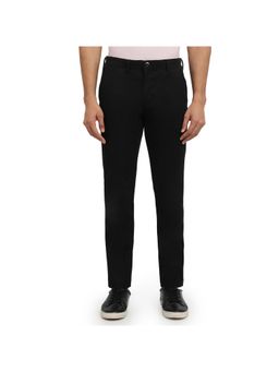 Raymond - Black Mid Waist Cotton Blend Trouser